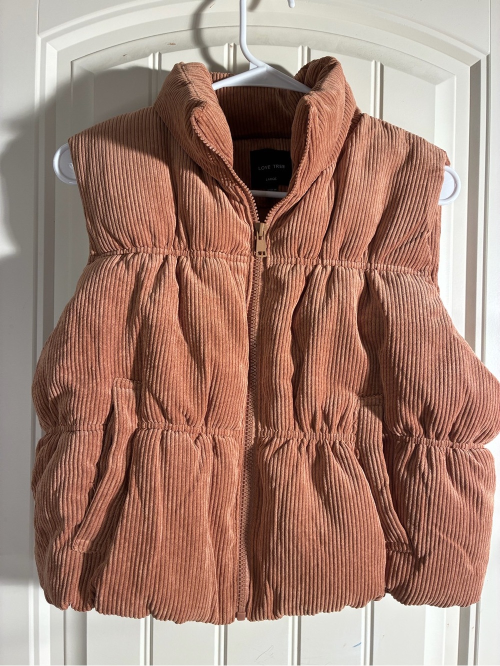 Love Tree Women's Corduroy Puffer Vest light brown sz large